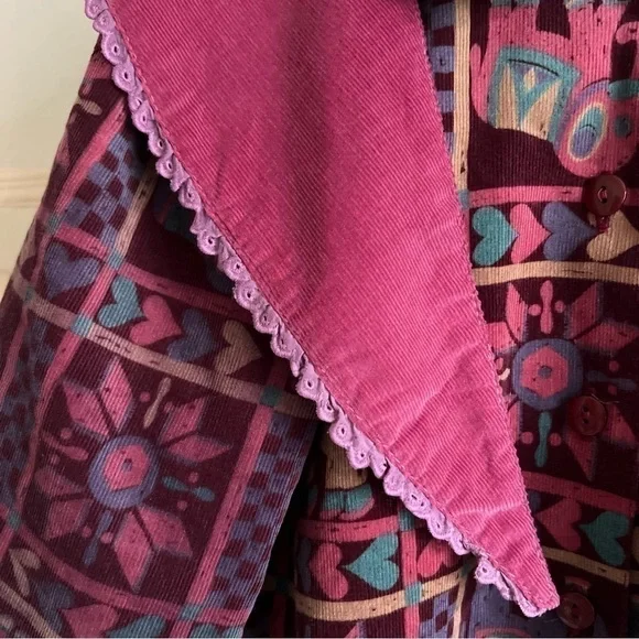 Vintage ILK Button Up Elephant Heart Pattern Print Blouse.Scarf Interchangeable. - Picture 8 of 9